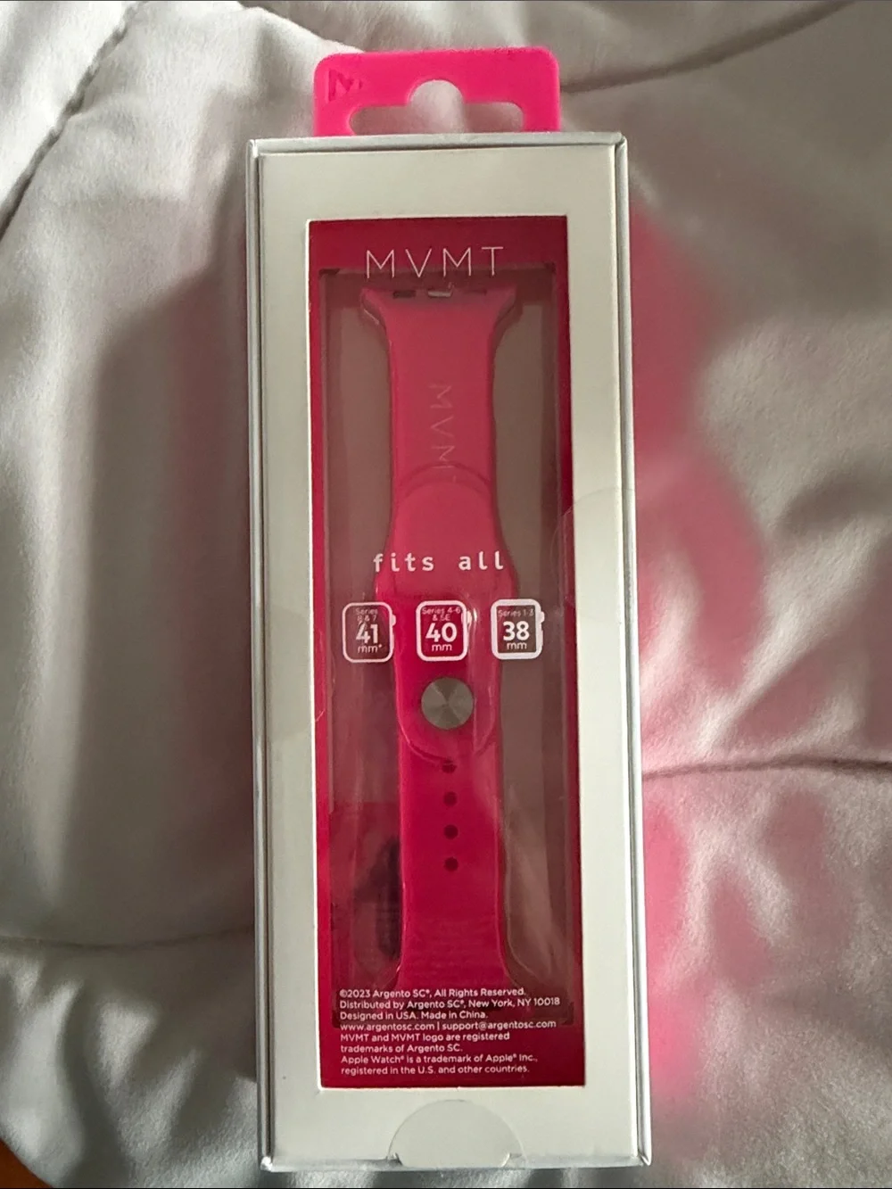 MVMT Hot Pink Silicone Easy-Snap Apple Watch Band